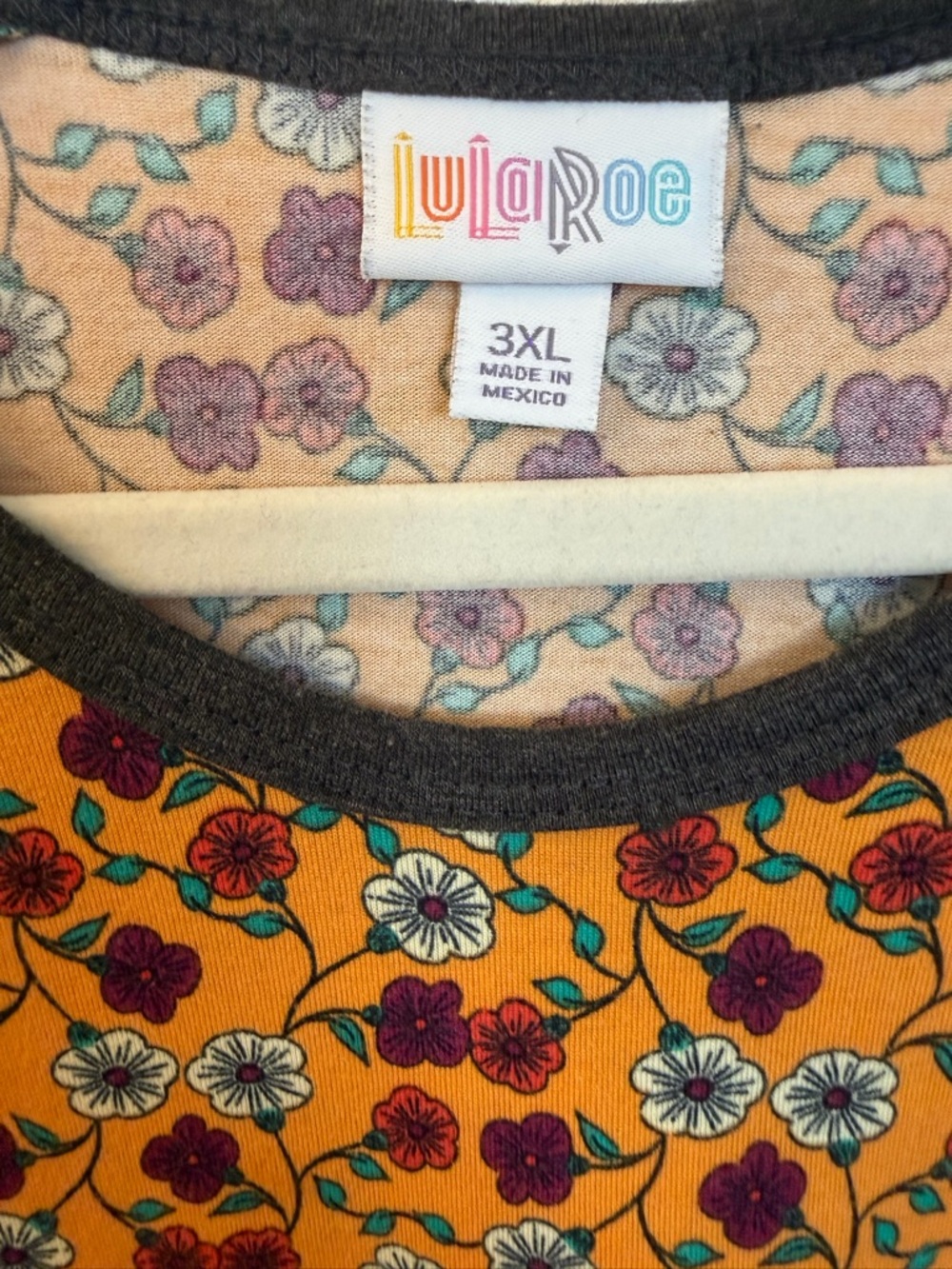 LuLaRoe Randy Baseball Style Gray/Floral Top Sz 3X - Picture 4 of 4